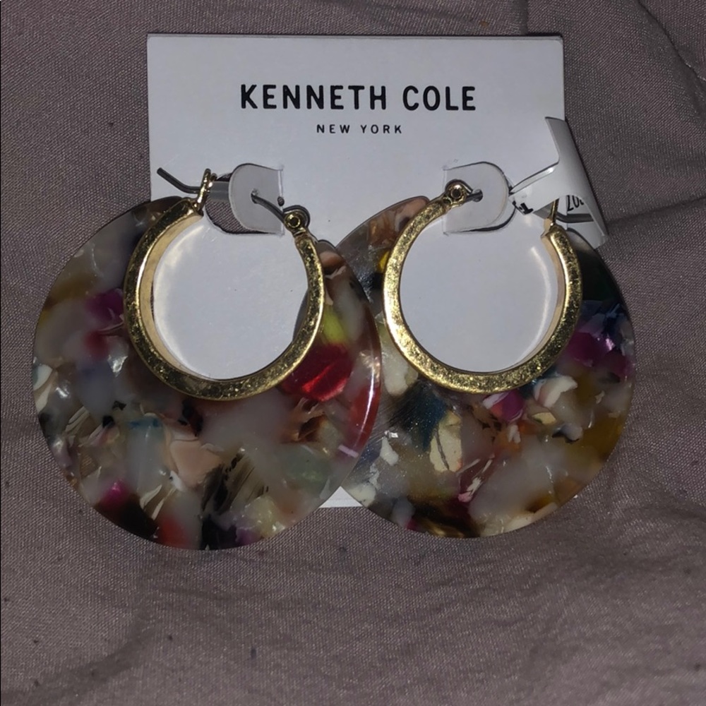 Kenneth Cole NY Multi Flecked Resin  Hoop earrings